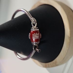 Sterling Silver Round Carnealean Bangle